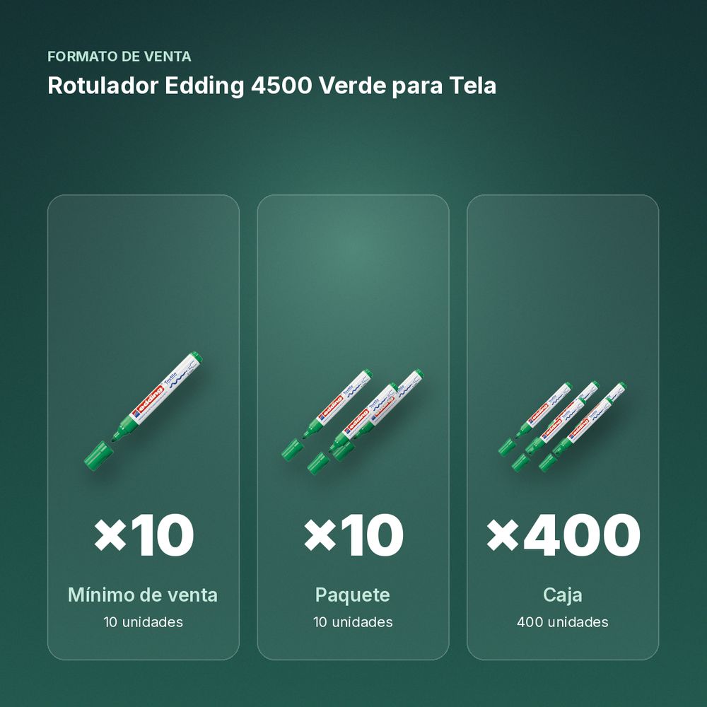 ROTULADOR EDDING 4500 VERDE PARA TELA - formato de venta: paquete de 10, caja de 400