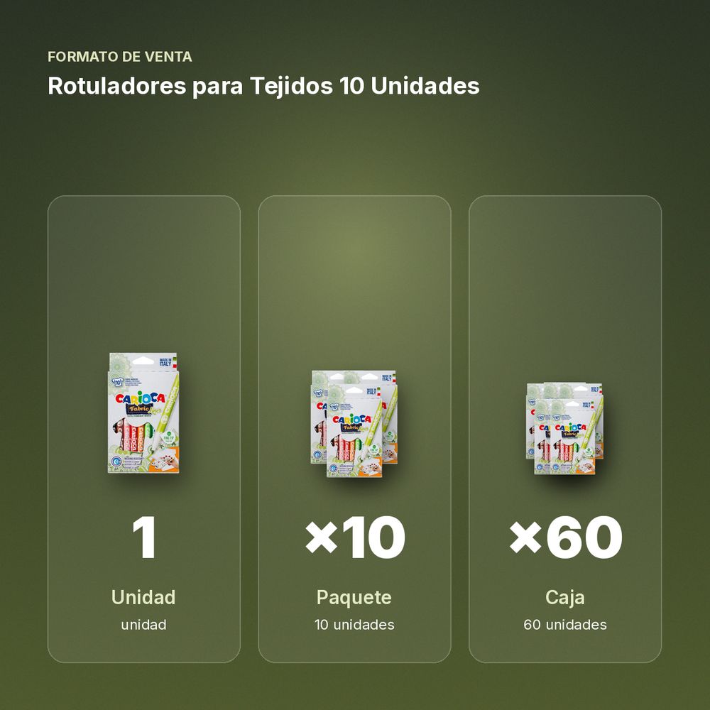 ROTULADORES PARA TEJIDOS 10 UNIDADES - formato de venta: paquete de 10, caja de 60