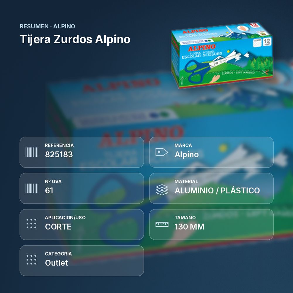 TIJERA ZURDOS ALPINO - resumen de atributos