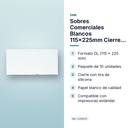 SOBRES COMERCIALES BLANCOS 115X225MM CIERRE TIRA SILICONA 10UD - características principales