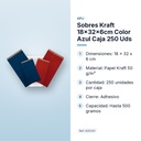 SOBRES KRAFT 18X32X6CM COLOR AZUL CAJA 250 UDS - características principales