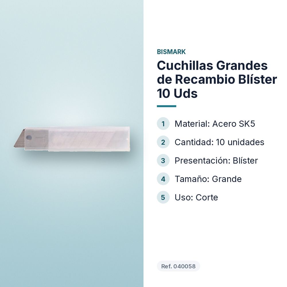 CUCHILLAS GRANDES DE RECAMBIO BLÍSTER 10 UDS - características principales