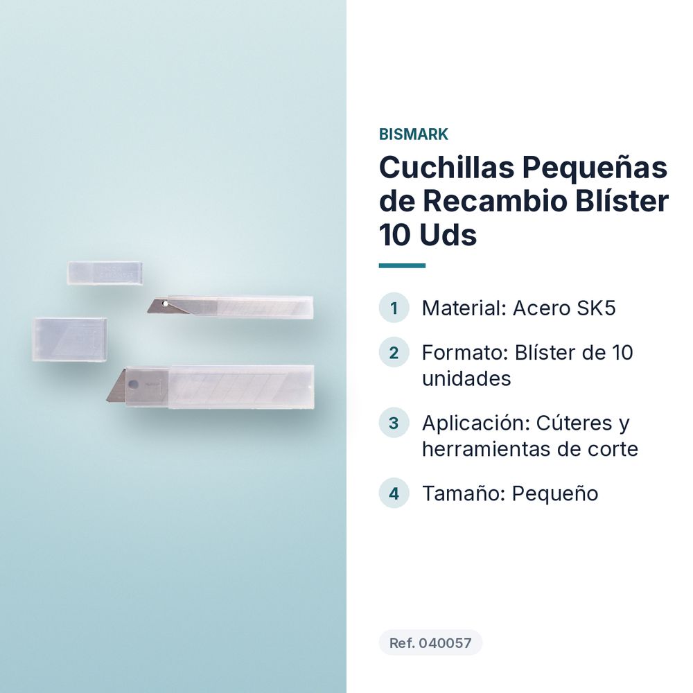 CUCHILLAS PEQUEÑAS DE RECAMBIO BLÍSTER 10 UDS - características principales