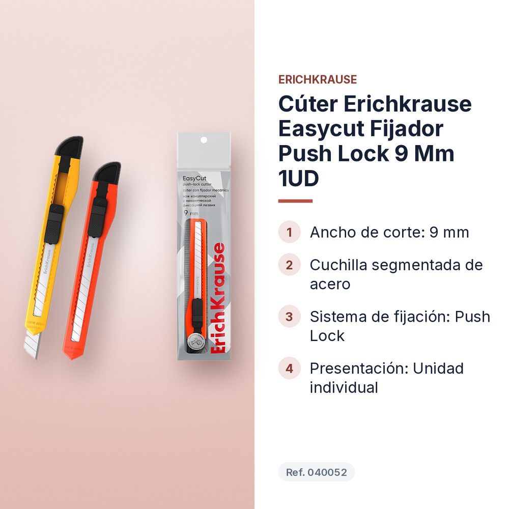 CÚTER ERICHKRAUSE EASYCUT FIJADOR PUSH LOCK 9 MM 1UD - características principales
