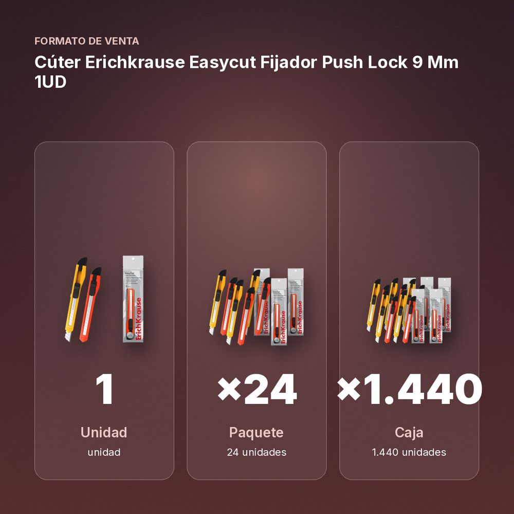 CÚTER ERICHKRAUSE EASYCUT FIJADOR PUSH LOCK 9 MM 1UD - formato de venta: paquete de 24, caja de 1440