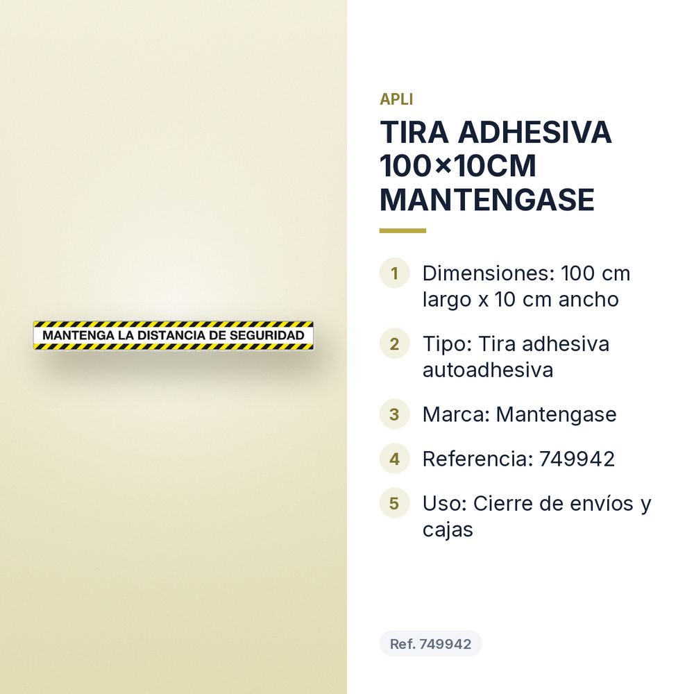 TIRA ADHESIVA 100x10CM MANTENGASE - características principales