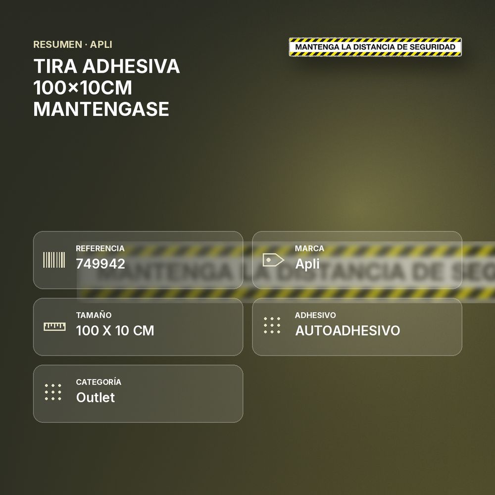 TIRA ADHESIVA 100x10CM MANTENGASE - resumen de atributos
