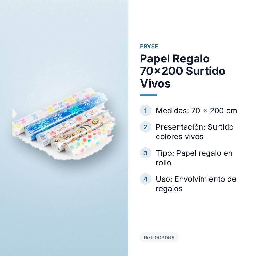 PAPEL REGALO 70X200 SURTIDO VIVOS - características principales
