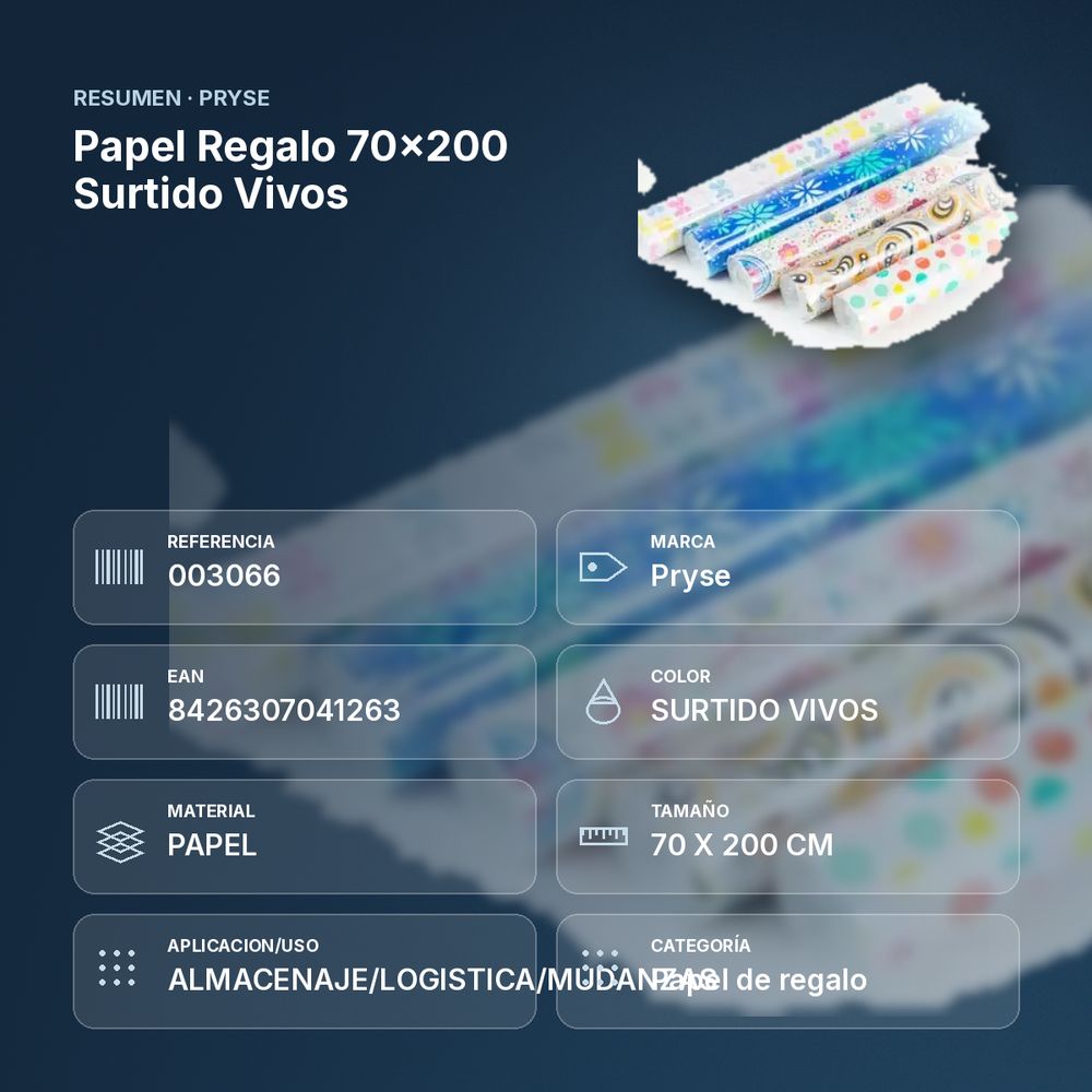 PAPEL REGALO 70X200 SURTIDO VIVOS - resumen de atributos