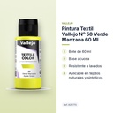 PINTURA TEXTIL VALLEJO Nº 58 VERDE MANZANA 60 ML - características principales