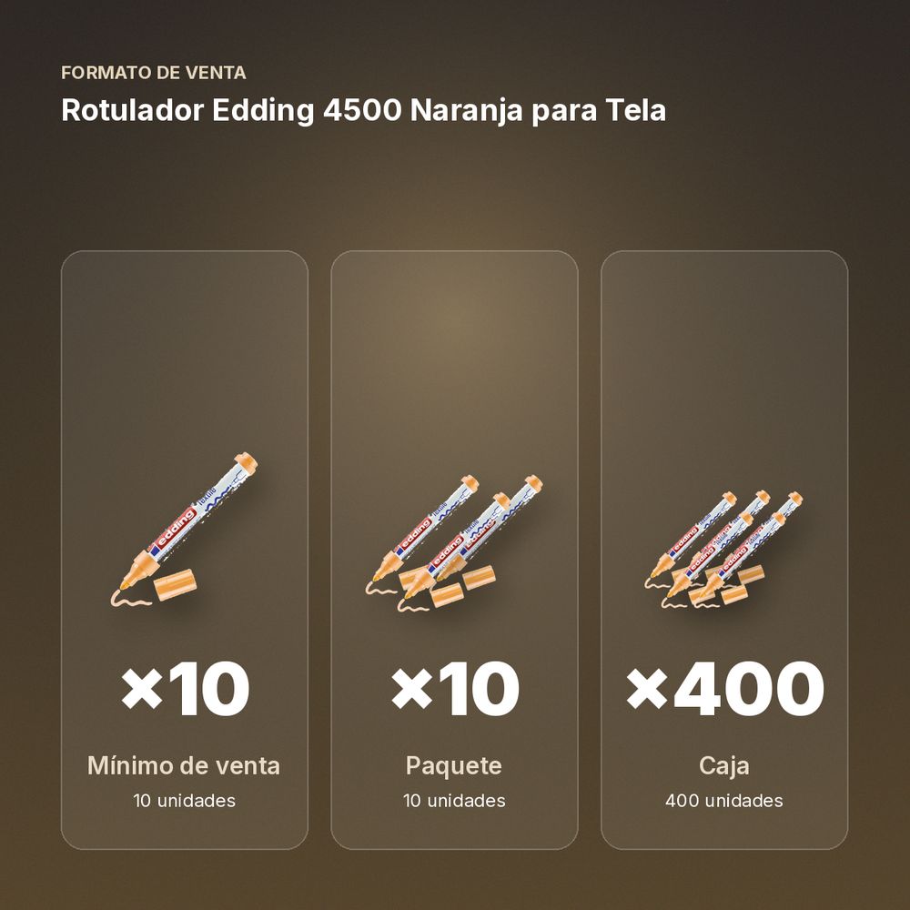 ROTULADOR EDDING 4500 NARANJA PARA TELA - formato de venta: paquete de 10, caja de 400