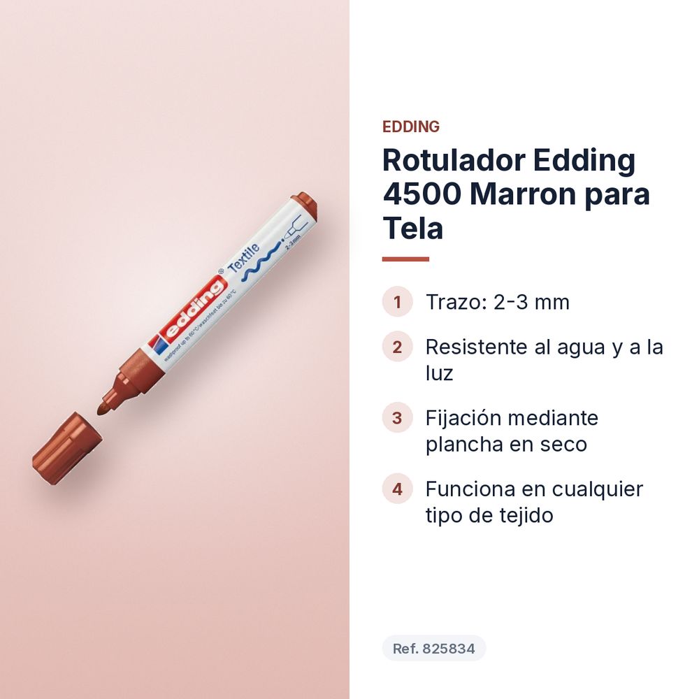 ROTULADOR EDDING 4500 MARRON PARA TELA - características principales