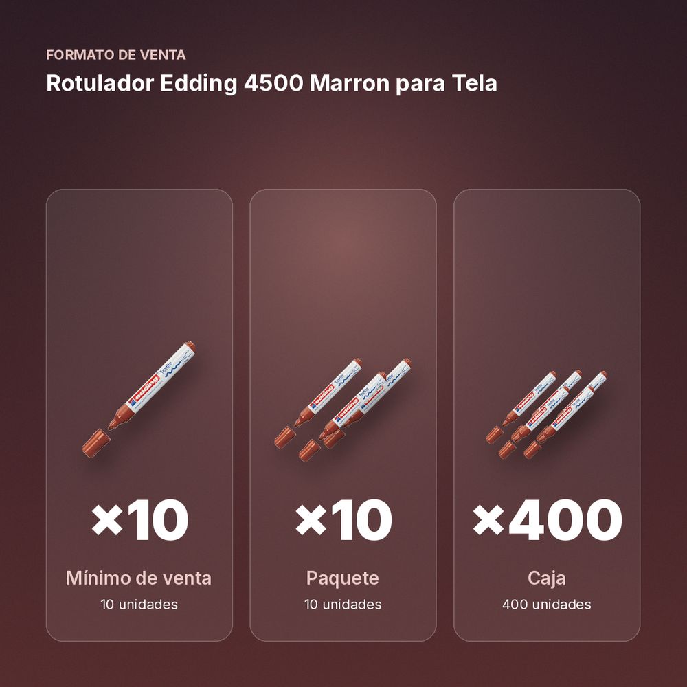 ROTULADOR EDDING 4500 MARRON PARA TELA - formato de venta: paquete de 10, caja de 400