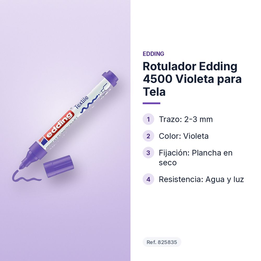 ROTULADOR EDDING 4500 VIOLETA PARA TELA - características principales