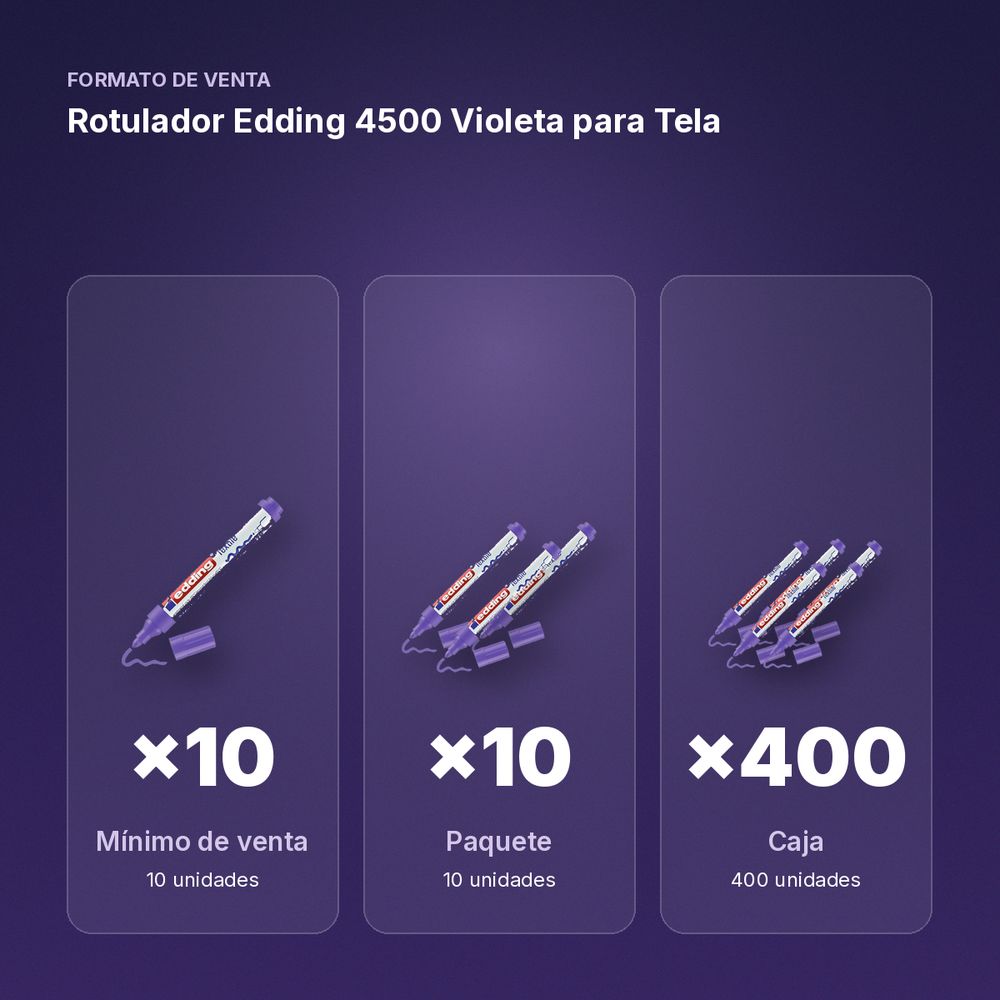 ROTULADOR EDDING 4500 VIOLETA PARA TELA - formato de venta: paquete de 10, caja de 400