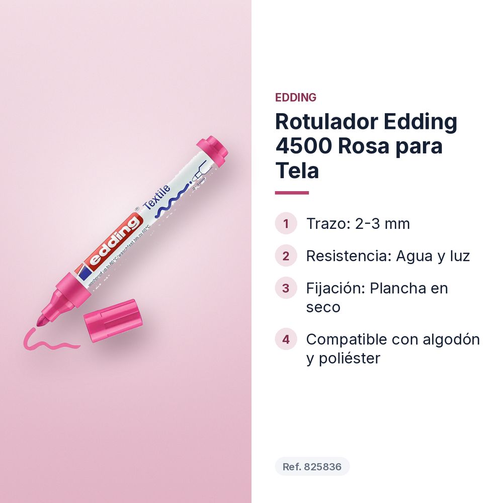 ROTULADOR EDDING 4500 ROSA PARA TELA - características principales