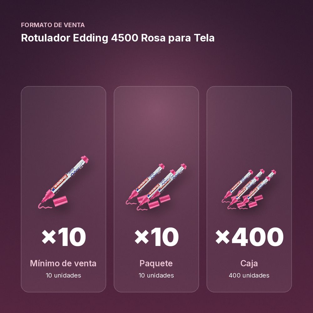 ROTULADOR EDDING 4500 ROSA PARA TELA - formato de venta: paquete de 10, caja de 400