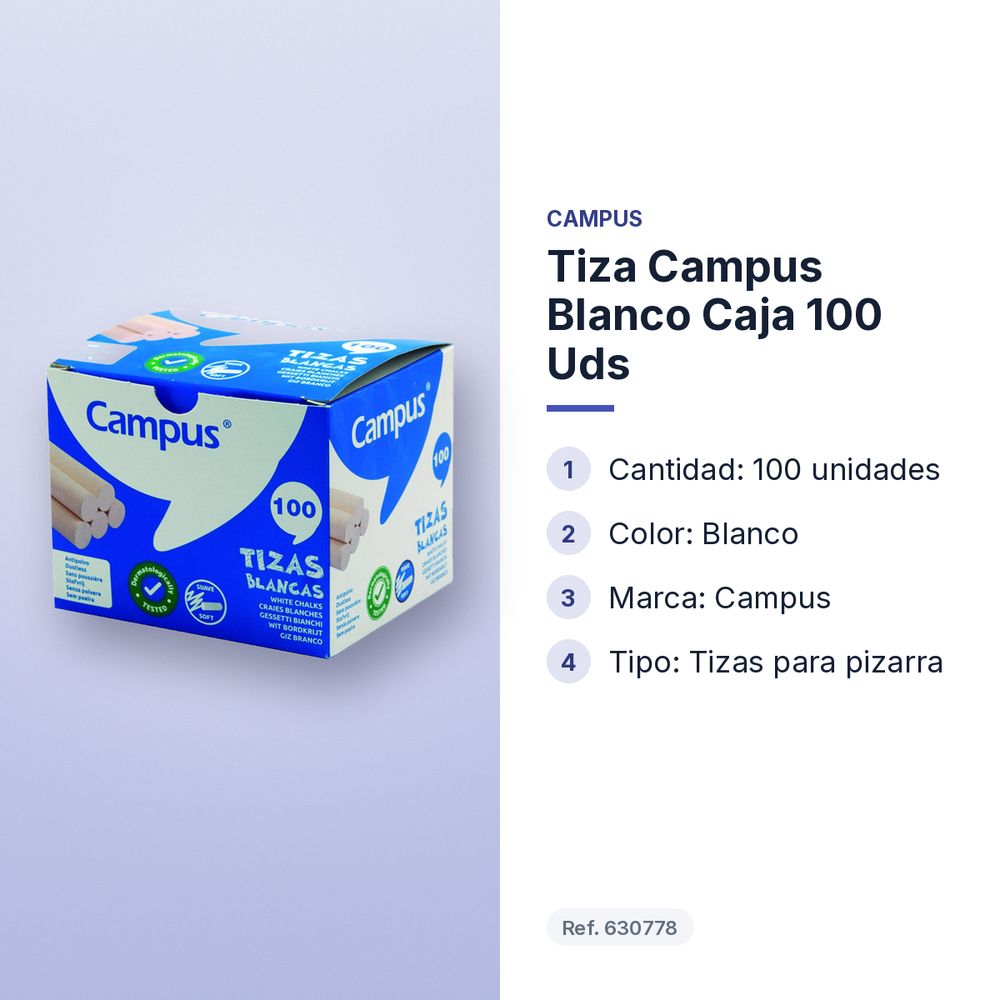 TIZA CAMPUS BLANCO CAJA 100 UDS - características principales