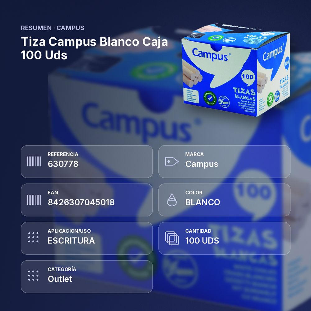 TIZA CAMPUS BLANCO CAJA 100 UDS - resumen de atributos