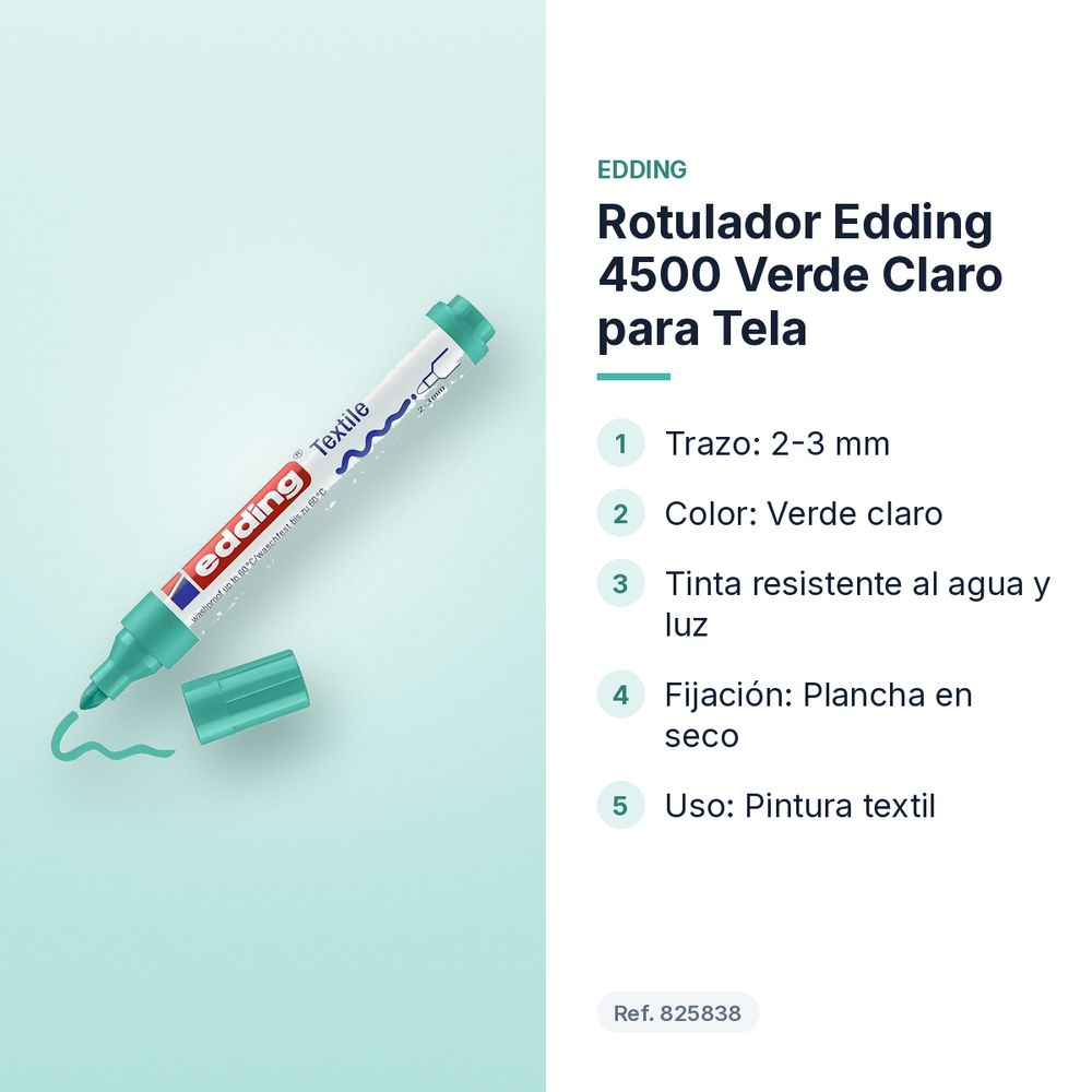 ROTULADOR EDDING 4500 VERDE CLARO PARA TELA - características principales