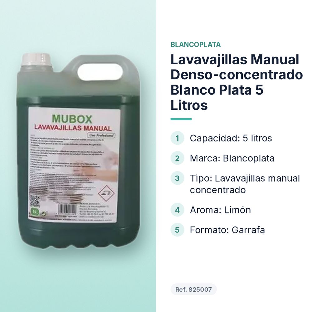 LAVAVAJILLAS MANUAL DENSO-CONCENTRADO BLANCO PLATA  5 LITROS - características principales