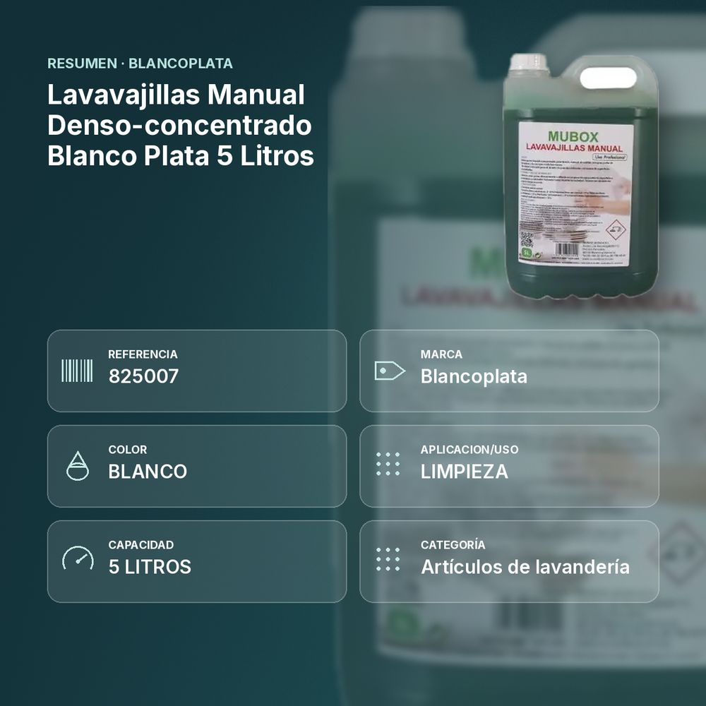 LAVAVAJILLAS MANUAL DENSO-CONCENTRADO BLANCO PLATA  5 LITROS - resumen de atributos
