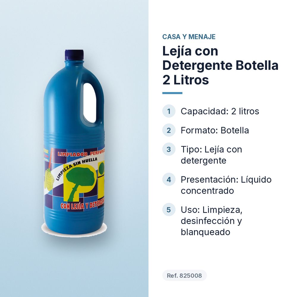 LEJÍA CON DETERGENTE BOTELLA 2 LITROS - características principales