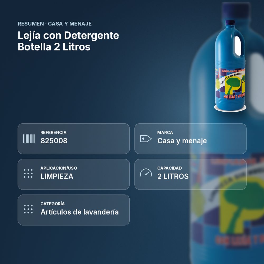 LEJÍA CON DETERGENTE BOTELLA 2 LITROS - resumen de atributos