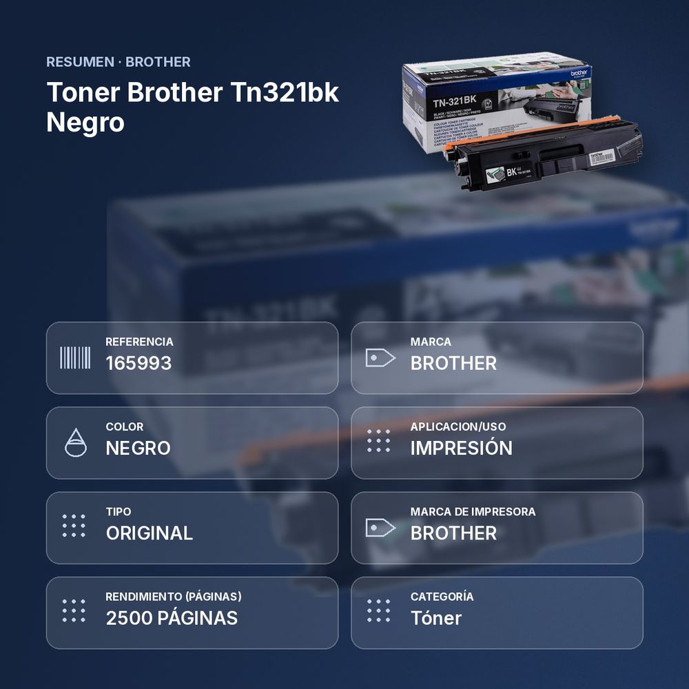 TONER BROTHER TN321BK NEGRO - resumen de atributos