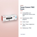 TONER CANON 718C CYAN - características principales