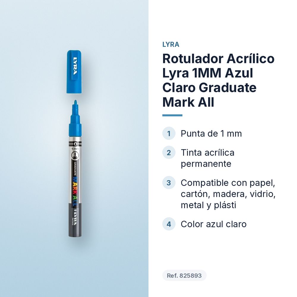 ROTULADOR ACRÍLICO LYRA 1MM AZUL CLARO GRADUATE MARK ALL - características principales