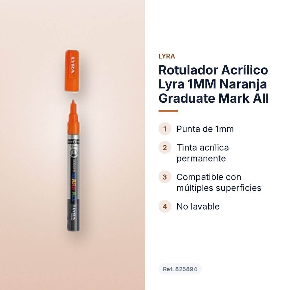 ROTULADOR ACRÍLICO LYRA 1MM NARANJA GRADUATE MARK ALL - características principales