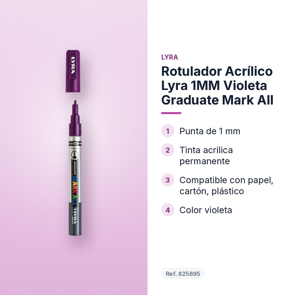 ROTULADOR ACRÍLICO LYRA 1MM VIOLETA GRADUATE MARK ALL - características principales