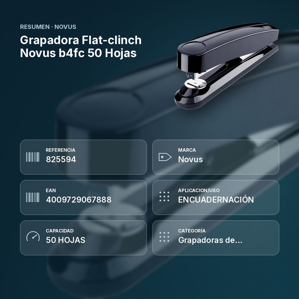 GRAPADORA FLAT-CLINCH NOVUS B4FC 50 HOJAS - resumen de atributos
