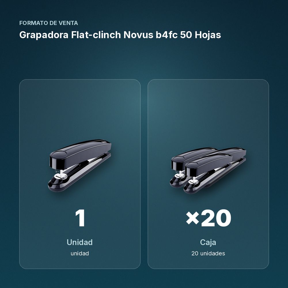 GRAPADORA FLAT-CLINCH NOVUS B4FC 50 HOJAS - formato de venta: caja de 20