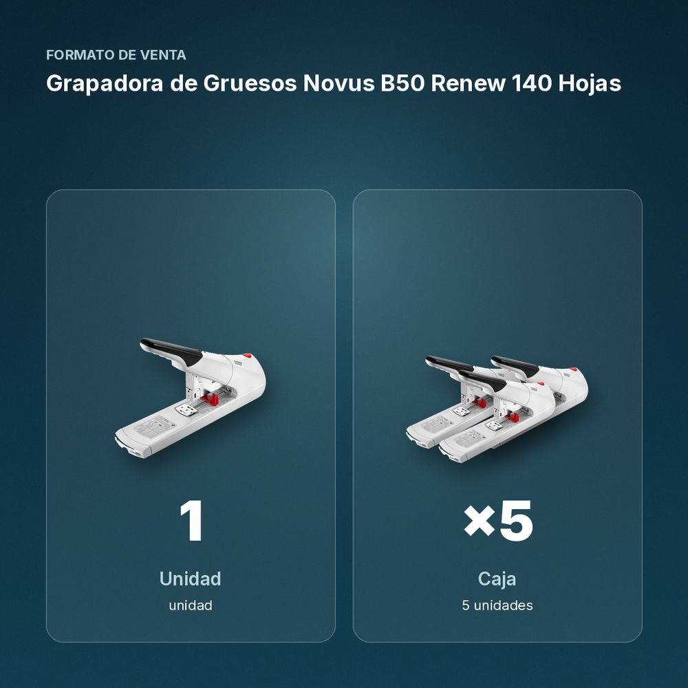 GRAPADORA DE GRUESOS NOVUS B50 RENEW 140 HOJAS - formato de venta: caja de 5