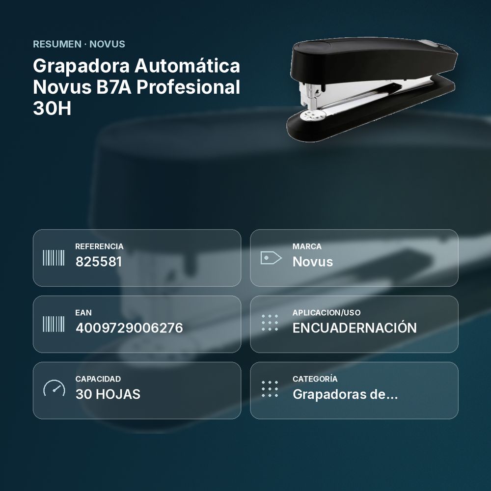 GRAPADORA AUTOMÁTICA NOVUS B7A  PROFESIONAL 30H - resumen de atributos