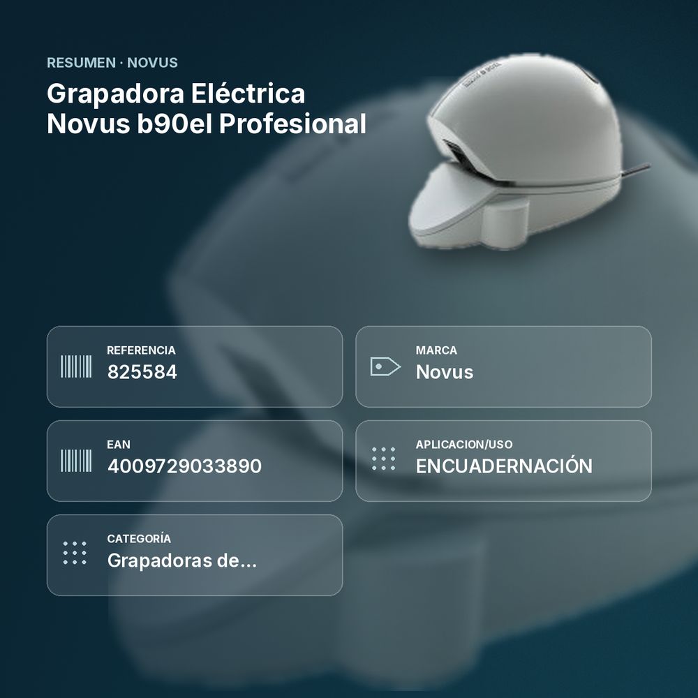 GRAPADORA ELÉCTRICA  NOVUS B90EL PROFESIONAL - resumen de atributos
