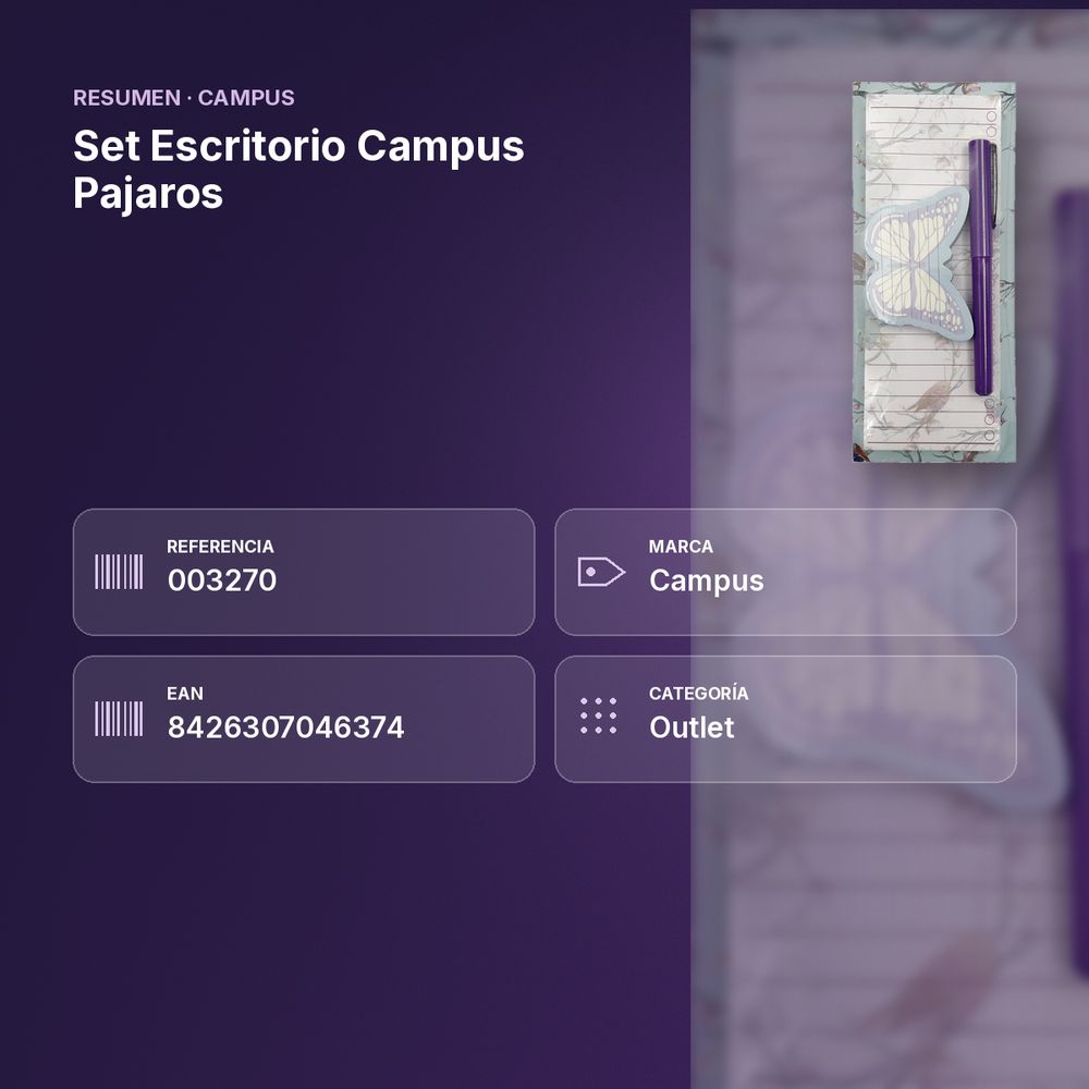 SET ESCRITORIO CAMPUS PAJAROS - resumen de atributos