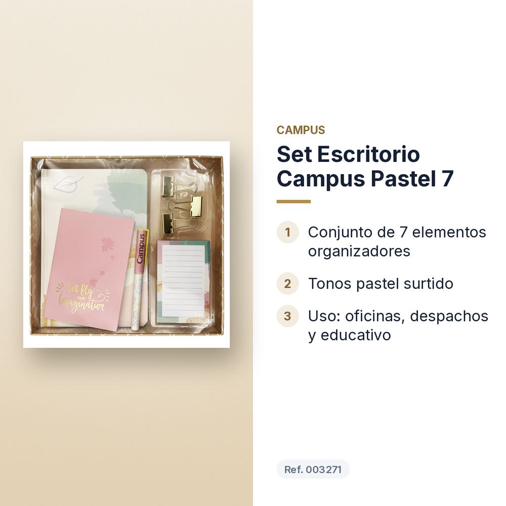 SET ESCRITORIO CAMPUS PASTEL 7 - características principales