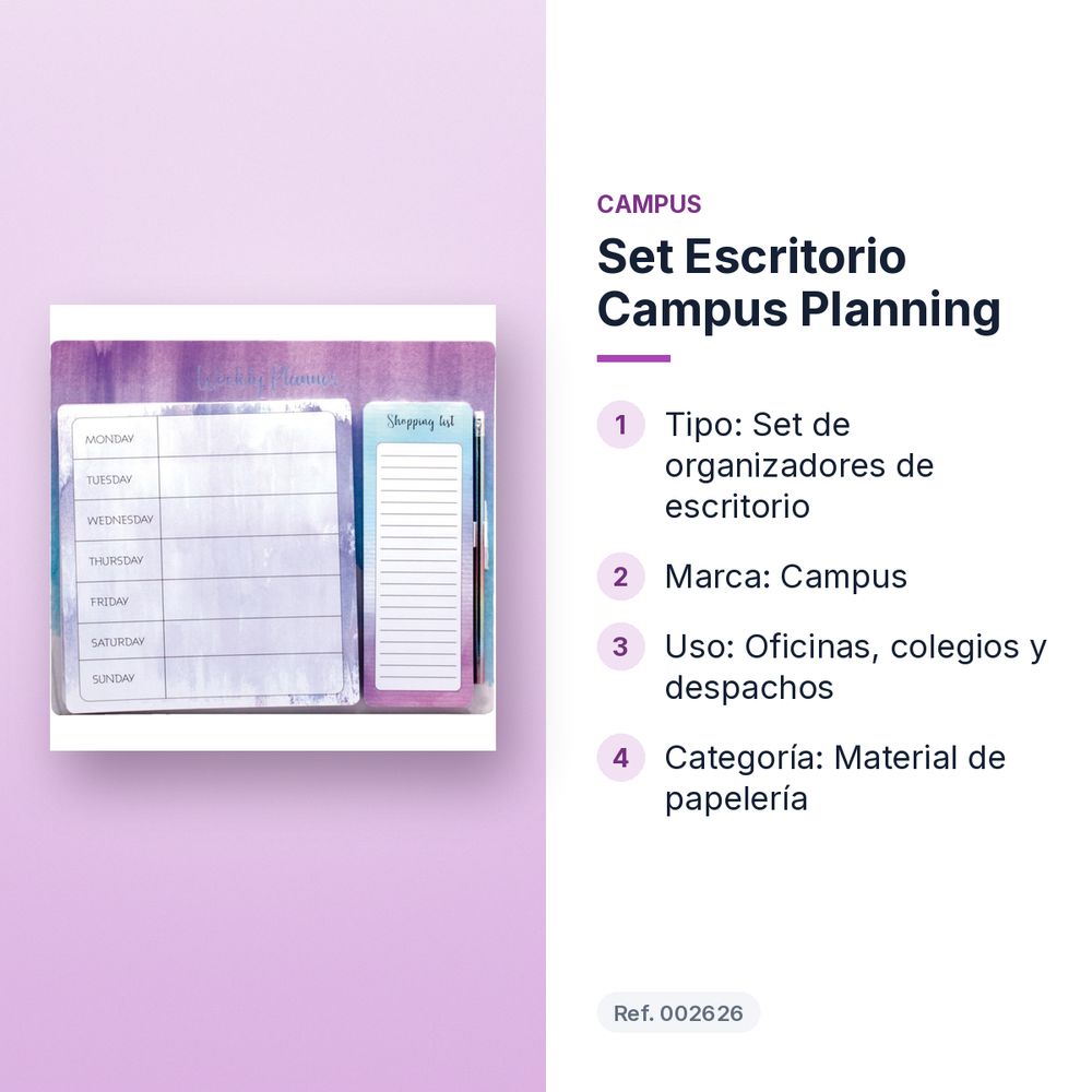 SET ESCRITORIO CAMPUS PLANNING - características principales
