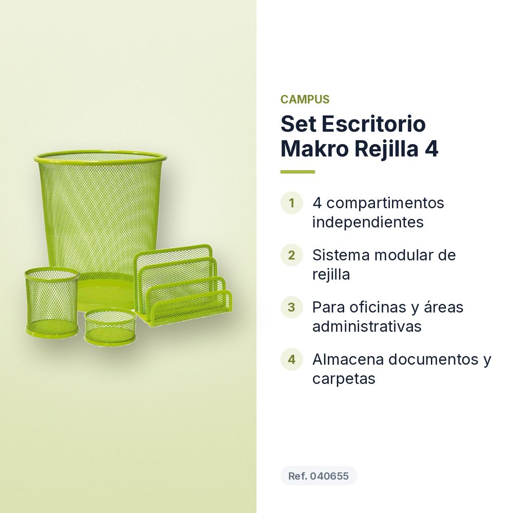 SET ESCRITORIO MAKRO REJILLA 4 - características principales