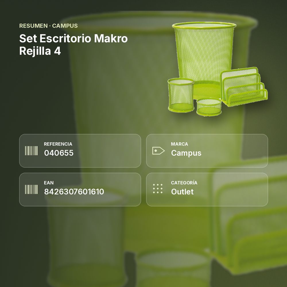 SET ESCRITORIO MAKRO REJILLA 4 - resumen de atributos