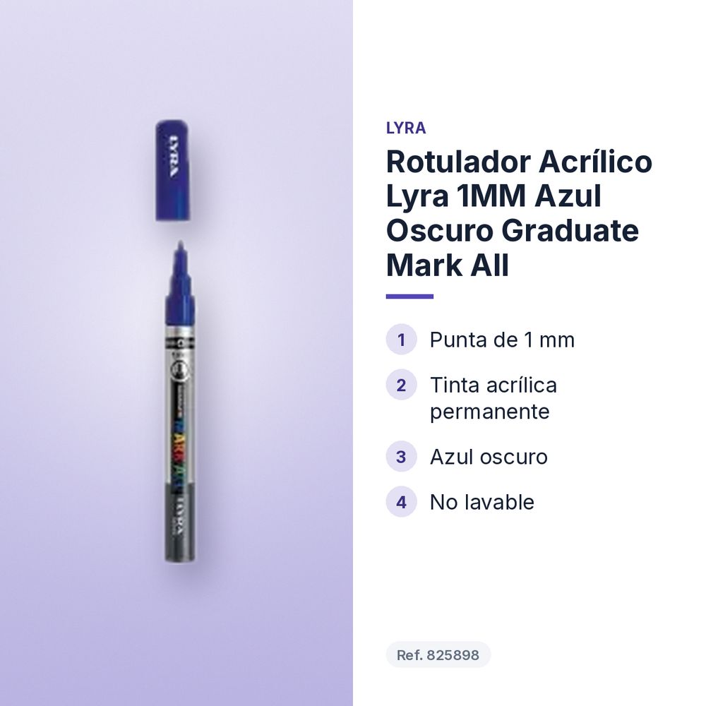 ROTULADOR ACRÍLICO LYRA 1MM AZUL OSCURO GRADUATE MARK ALL - características principales