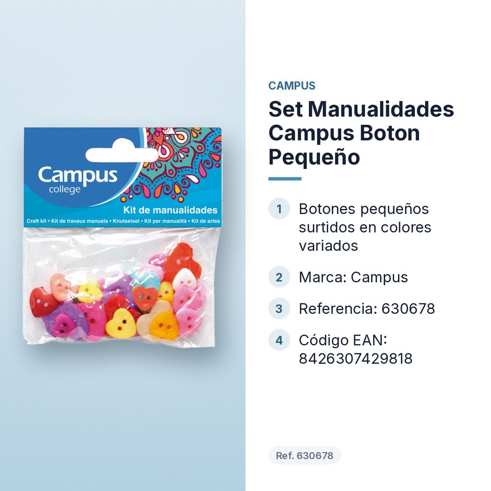 SET MANUALIDADES CAMPUS BOTON PEQUEÑO - características principales