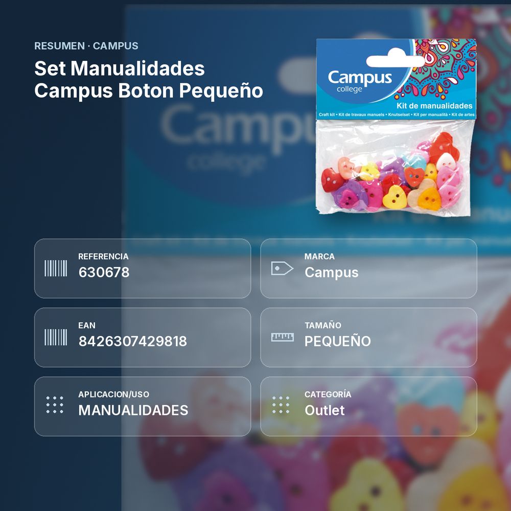 SET MANUALIDADES CAMPUS BOTON PEQUEÑO - resumen de atributos