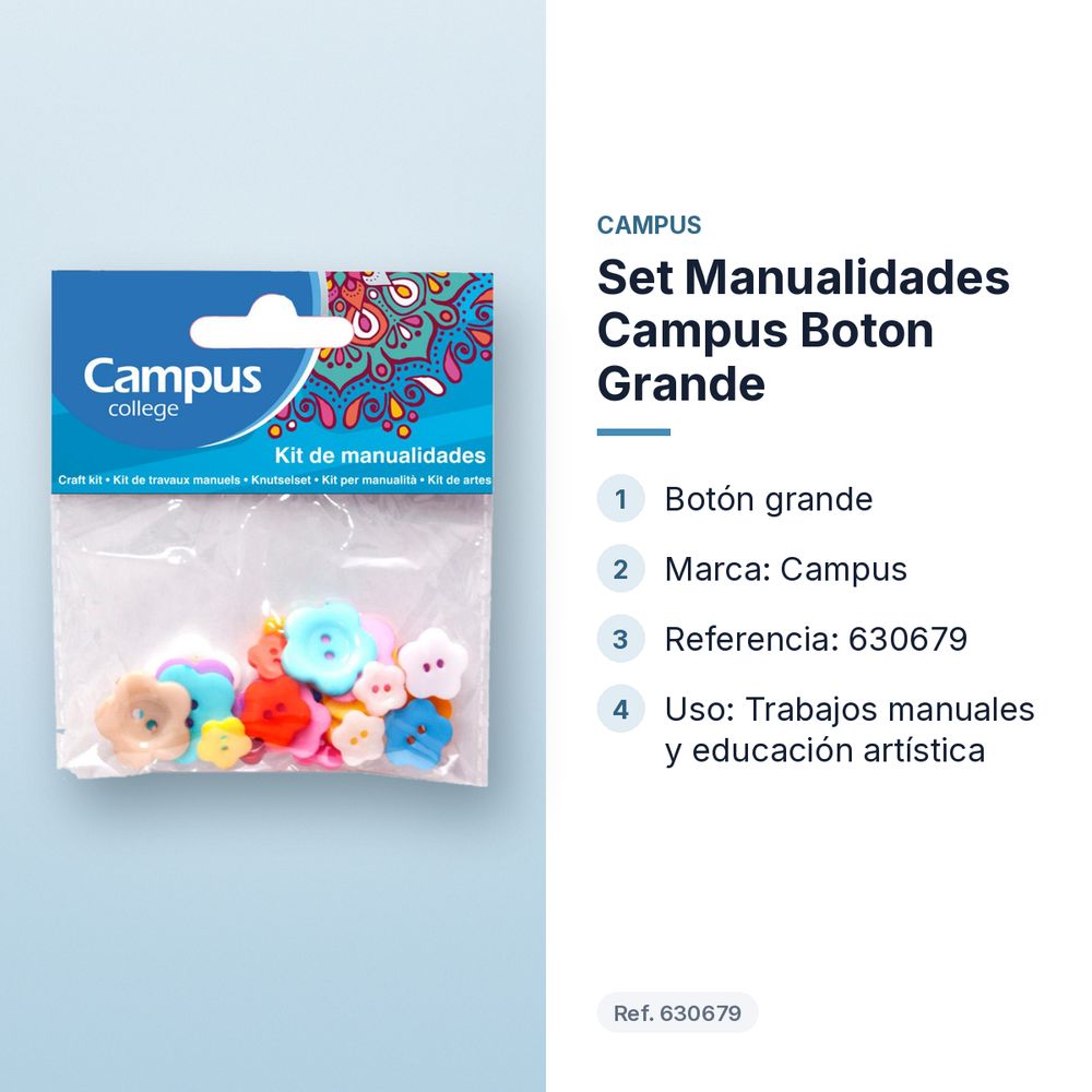 SET MANUALIDADES CAMPUS BOTON GRANDE - características principales