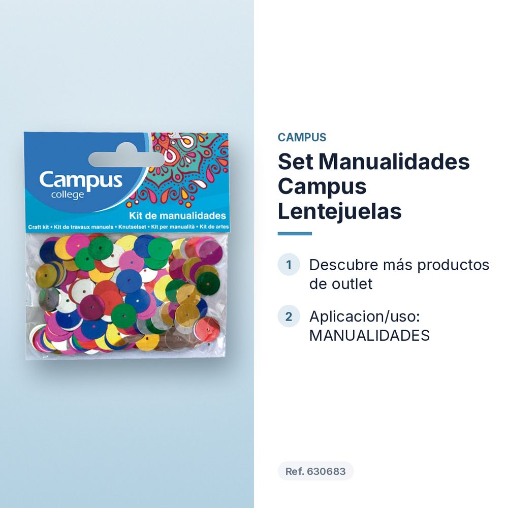 SET MANUALIDADES CAMPUS LENTEJUELAS - características principales