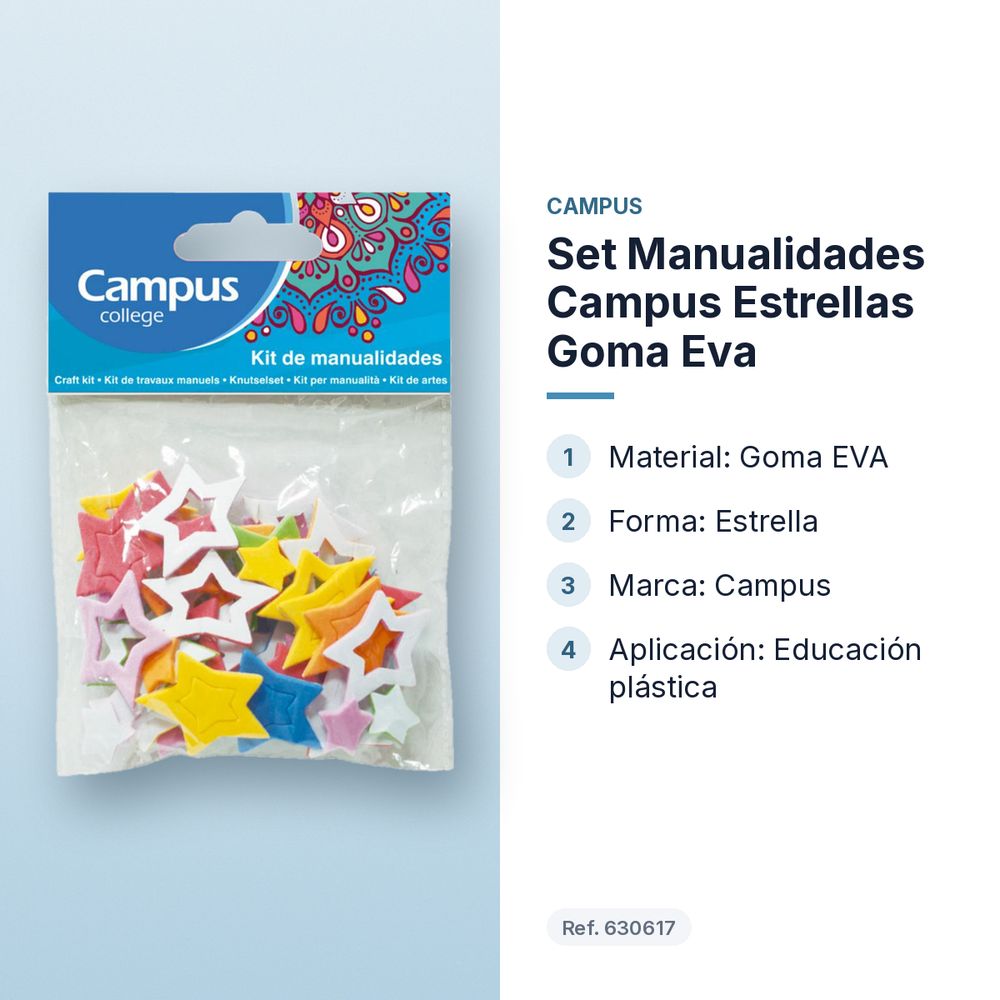 SET MANUALIDADES CAMPUS ESTRELLAS GOMA EVA - características principales