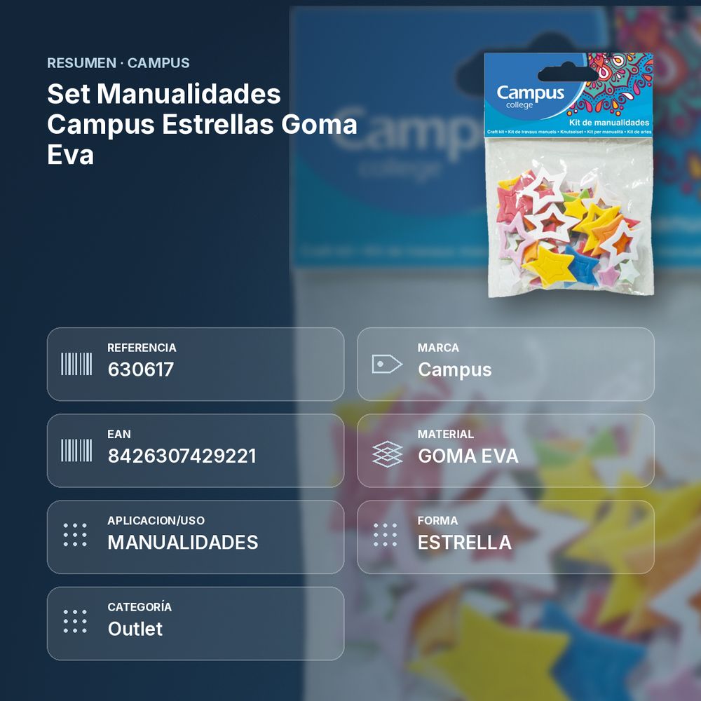 SET MANUALIDADES CAMPUS ESTRELLAS GOMA EVA - resumen de atributos